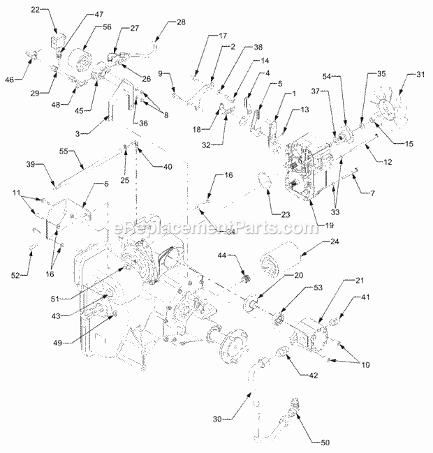 4wd Transmission Connections 1b065g & Before Diagram and Parts List for 5234DL 54AL544-710, 54BL544-710 Cub Cadet Lawn Tractor